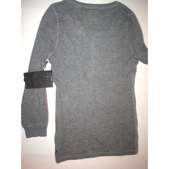 New Womens Designer True Religion Jeans Gray Sweater Top NWT M Henley Cashmere - Picture 3 of 4